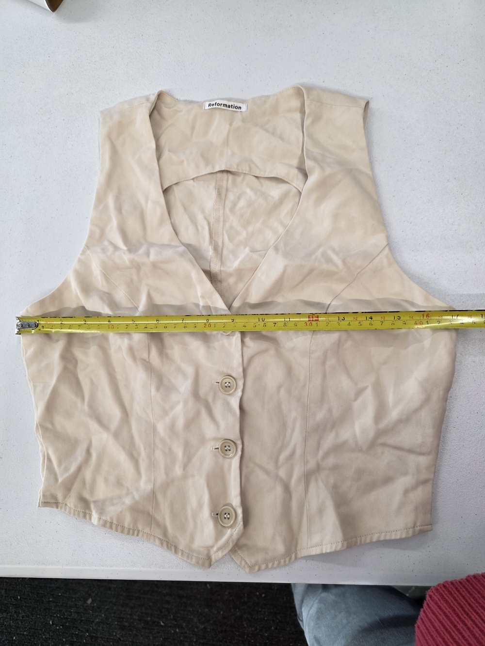 Reformation Cream Buttoned V-Neck Vest - Picture 6 of 12